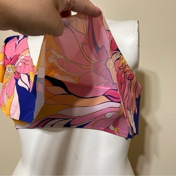 Trina Turk Breeze Ruffled One Shoulder Bikini Top size 14 NWT - Picture 4 of 6